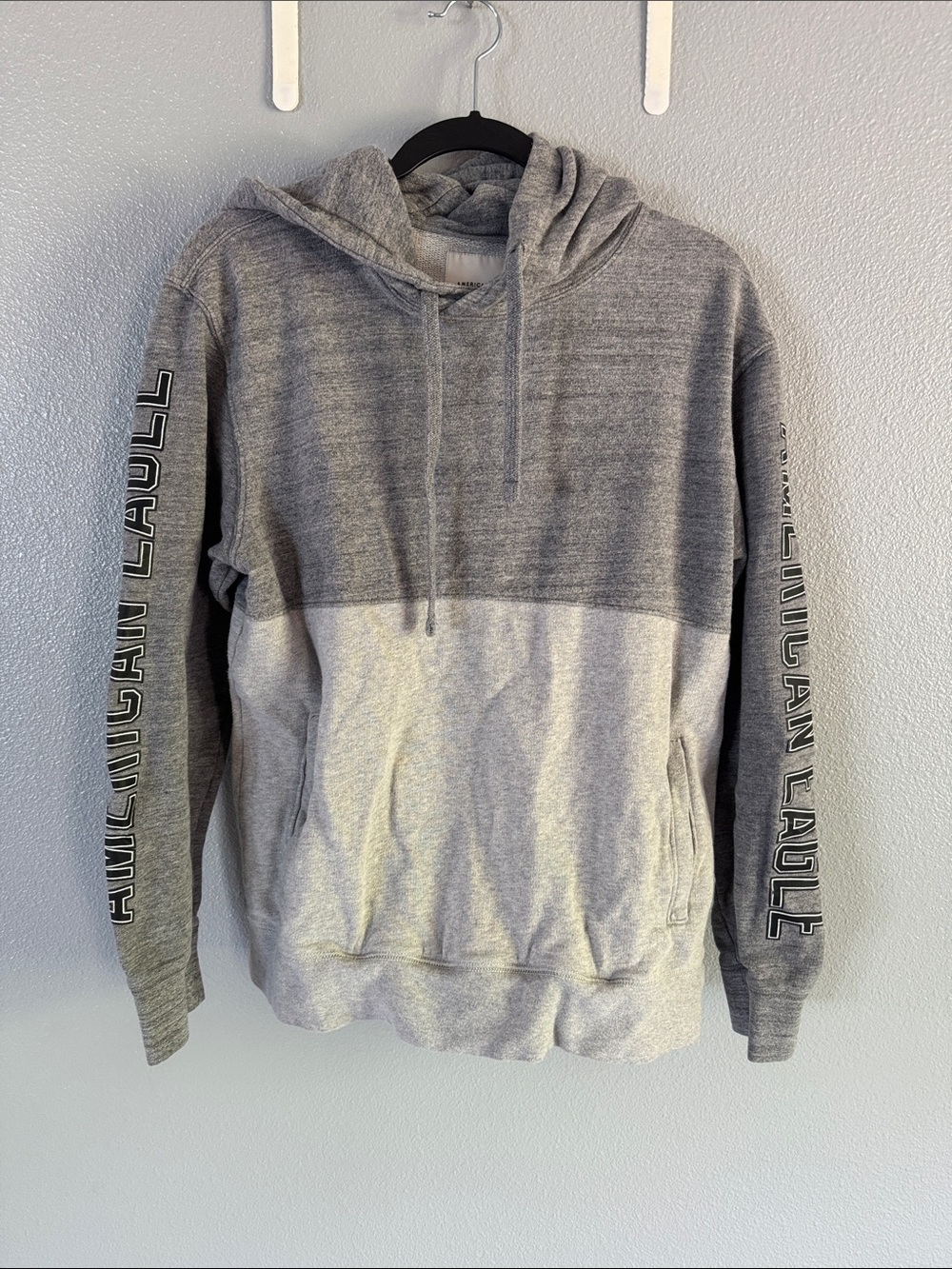American Eagle Outfitters Gray Two-Tone Hooded Sweatshirt
